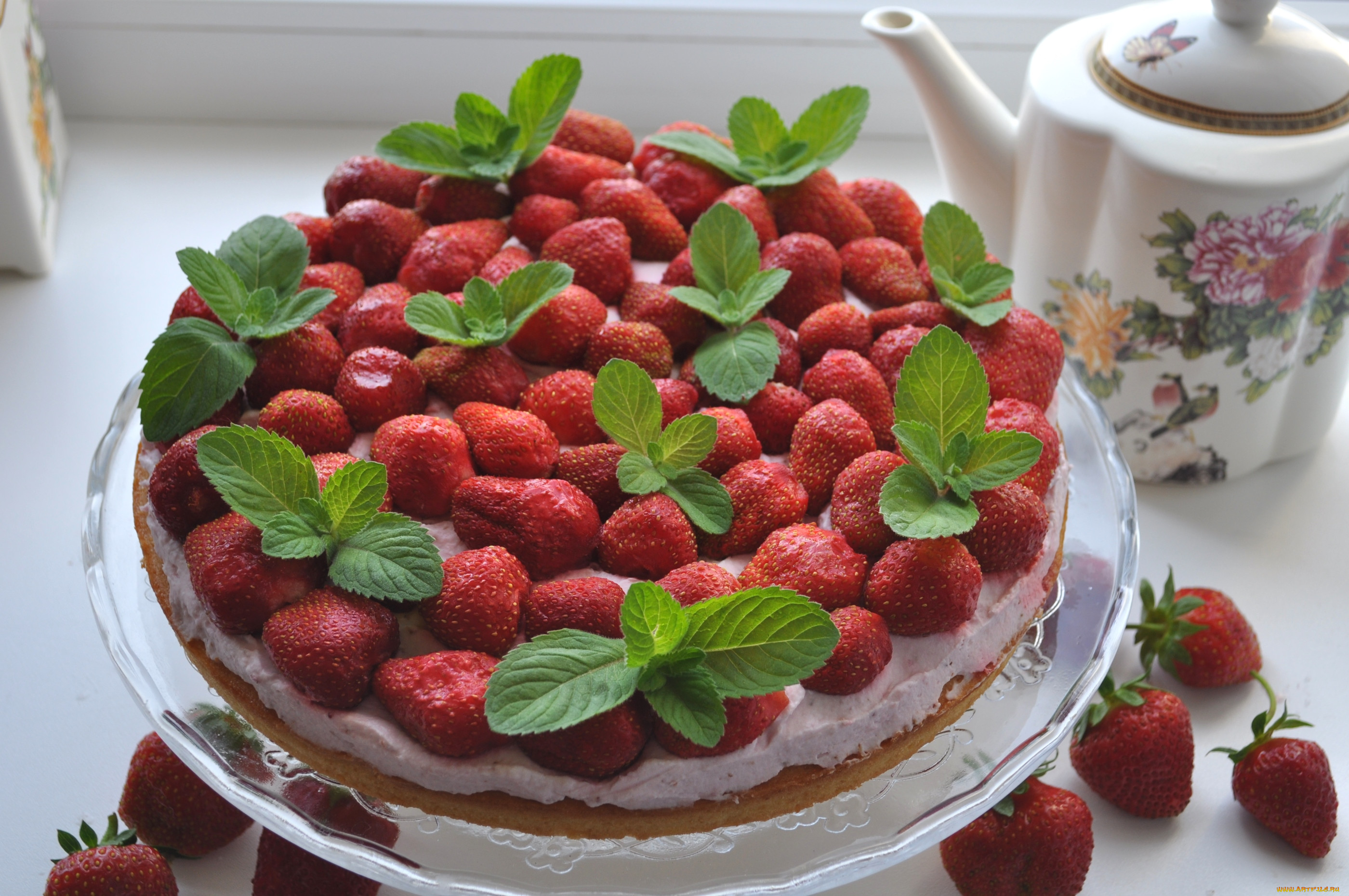 Клубника наслаждение. Торт корзина с клубникой. Strawberry Cake.